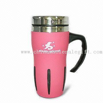 Double Wall Mug with Colorful Rubber Strip