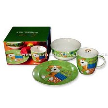 Nueva Bone China Cena Taza de Set con la impresión de los animales y caja de regalo images