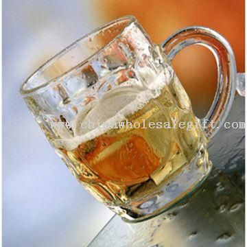 Machine-made Glass Beer Mug with Logo Print for Promotional Item