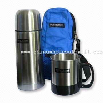 Stainless Steel Gift Set with Vacuum Flask and Single-wall Coffee Mug