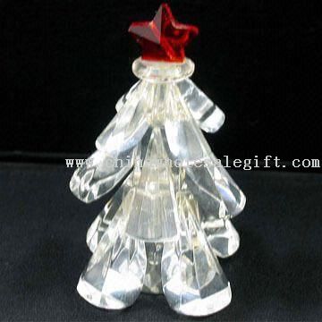 Figurine de cristal árvore com estrela vermelha para férias