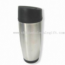 Stainless Steel Travel Mug with Plastic Liner with Pressed Stopper on Lid images