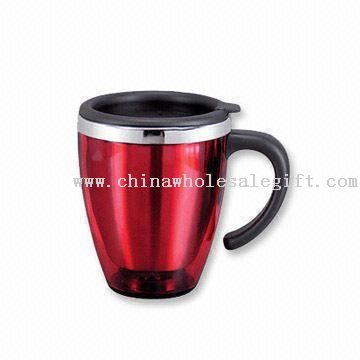 16-ounce Travel Mug with Plastic Liner Outer, Made of Stainless Steel