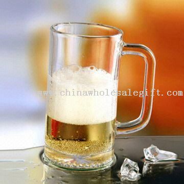 Machine Press Glass Beer Mug with Brand Print for Promotional Item