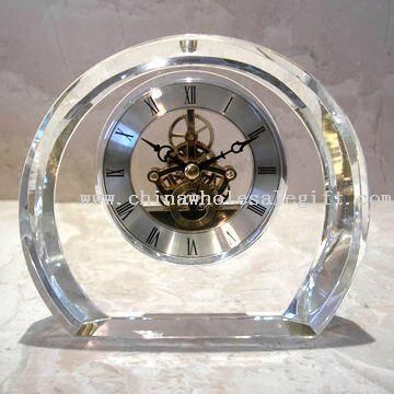 Crystal Clock mit Brass Skeleton Bewegung