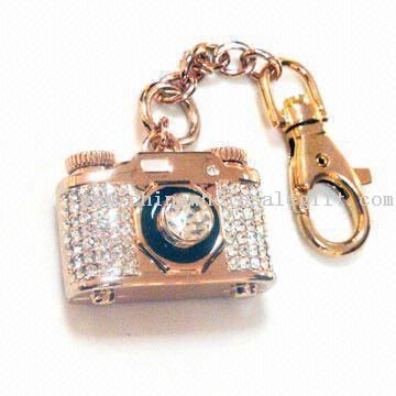 Camera Shaped Keychain, Made of Alloy and Crystal