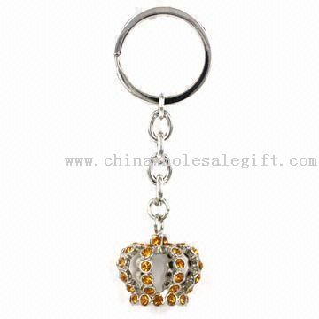 Crown Metal nøglering med tjekkiske eller Kina krystaller