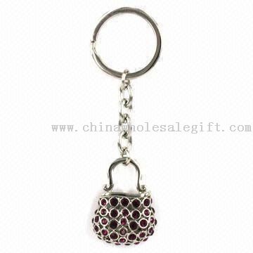 Handbag Metal Keychain with Czech or China Crystals