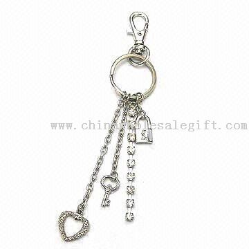 Metal Keychain, Sparkled with Charms and Crystals