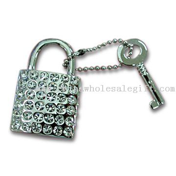 Padlock and Key Keychain with Czech or China Crystals