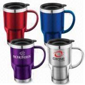 Stainless Steel travel mug with AS translucent plastic outer images