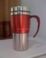 16oz stainless steel travel mug with transparent plastic outer and handle small picture
