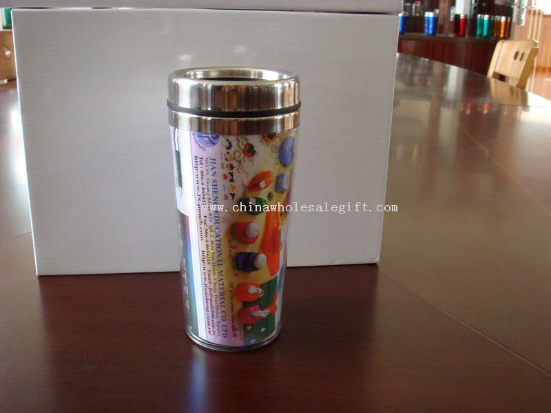 stainless steel travel mug with insert paper advertising