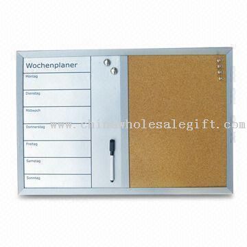 Combo papan dengan kertas dibungkus MDF Frame dan layar dicetak perencana mingguan untuk magnet dan Pushpins