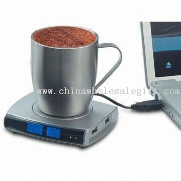 Tassenwärmer mit LCD Wecker und USB-Hub