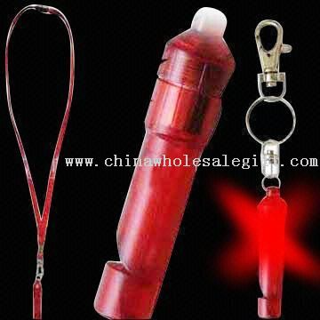 LED Keychian Light with Neck Cord and Whistle