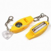 Survival Whistle with Keychain, Compass and Thermometer images