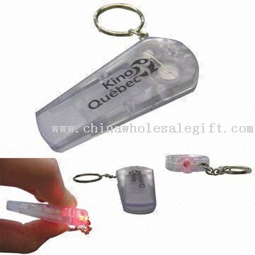 Plastic Whistle with LED Light and key holder