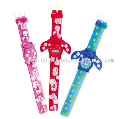 Children LCD Watch with Colorful imprint PVC Strap