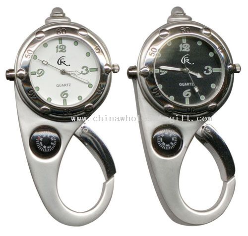 Hanging watch with compass carabiner