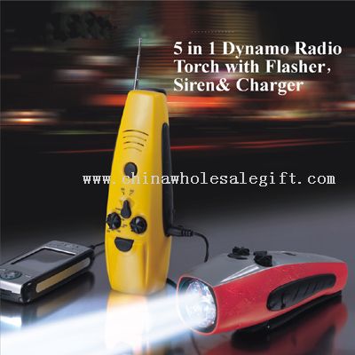 5in1 Dynamo Radio Torch with Siren&Charger functio