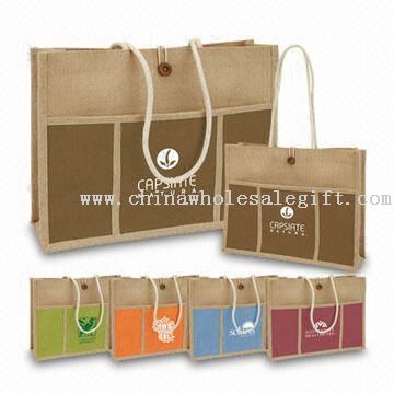 Jute Shopping Bag with Flat Paper Handle