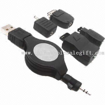 USB Retractable Mobile Phone Battery Charger with 4 Type Mobile Plug for Computer User