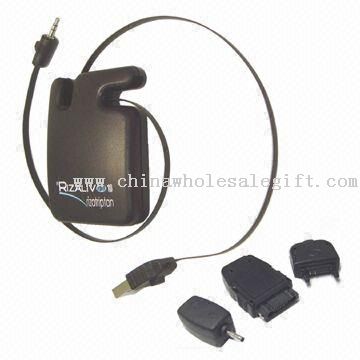USB Retractable Mobile Phone Battery Charger with Universal Mobile Plug Adapters for Computer User