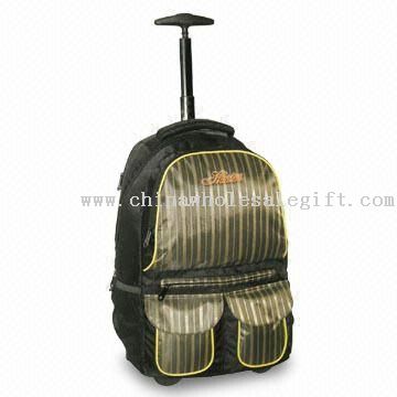 Laptop Bag with Self-locking Single Pole Handle System and Upper Front Zipper