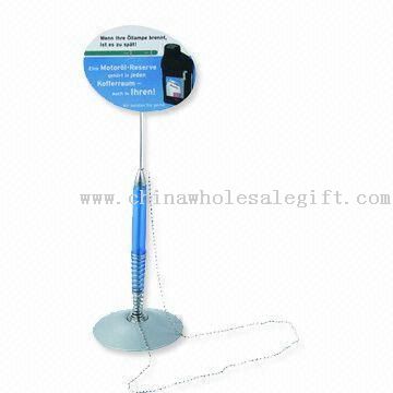 Stand/Ball Pen with Metal Chain and Advertising Card