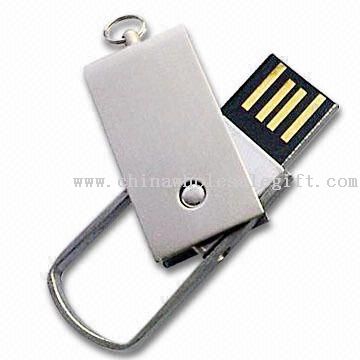 Swivel USB Flash Drive with 16MB to 8GB Capacity, Made of Stainless Steel