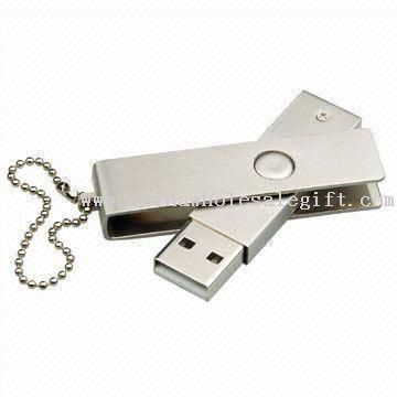 Swivel USB Flash Drive with Stainless Steel Casing and 64MB to 8GB Capacity