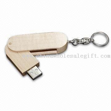 Swivel Wood USB Flash Drive with 128MB to 8GB Memory Capacity