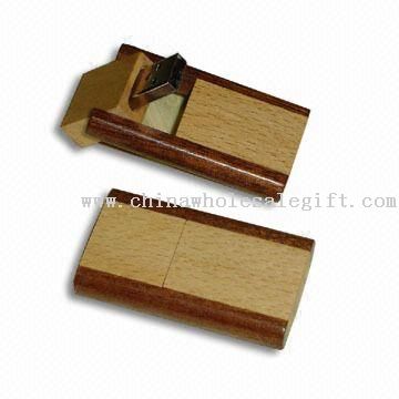 Wooden Case Flash Drive with Swivel USB Connector