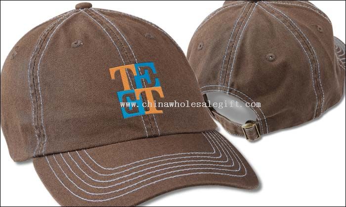 Bio-Washed Cap - Contrast Stitching - Embroidered