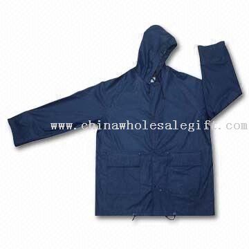 PU Rainwear Jacket with Hood and Two Front Pockets