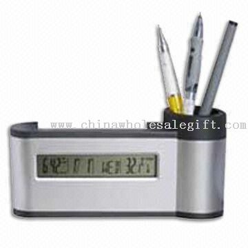 Calendar and Name-card Stand with Pen Holder Clock Time