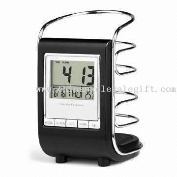 Digital-Uhr mit Kalender, Stifthalter, Temperatur und Alarm