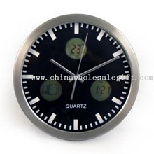 Wall Clock with Metal Material and LCD Calendar images
