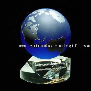 Swivel sapphire globe award Crystal Globe Award with Etchings