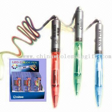7 endre farge LED lys penn med snor og 3 x AG3 batterier