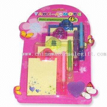 Mini Clipboard Set with 4 Pencils and 1 Glitter Eraser