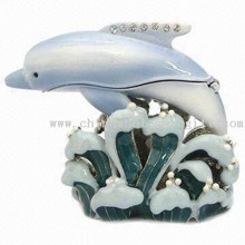 Caja de joyería en forma de delfín de abalorio images