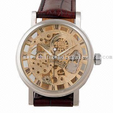 Automatic Watch, with Mechanical Movement and Leather Strap