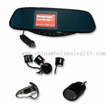 Bluetooth Handsfree Rear-view Mirror Car Kit with Camera and 3.5-inch TFT Screen Inside