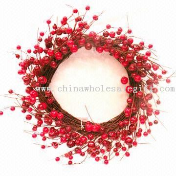 Jul dekorasjon krans med røde bær og 18 Inches Diameter