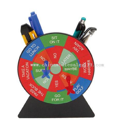 Pen holder with dart game