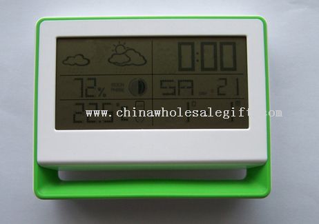 Reloj digital con estación meteorológica y calendario