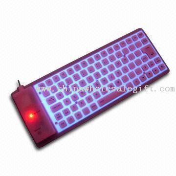 85-key silikone EL fleksibelt tastatur, fås i forskellige farver