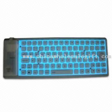 Silicone EL Light Keyboard with USB Plug and 85-key Layout, CE, FCC, and RoHS-approved